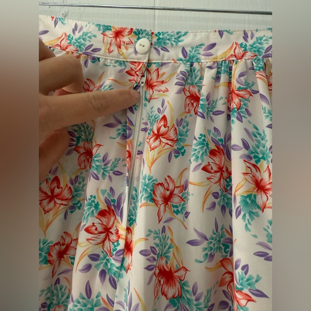 Vintage Wyndham ILGWU Pastel Midi Skirt Cottagecore Spring Tropical USA Union 12 - Picture 5 of 8